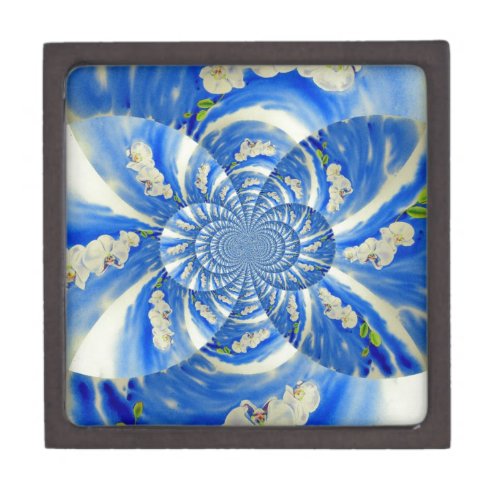 Orchid Watercolor painting Clouds Mandala Jewelry Box