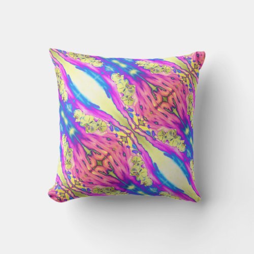 Orchid Watercolor painting Clouds Mandala Throw Pillow