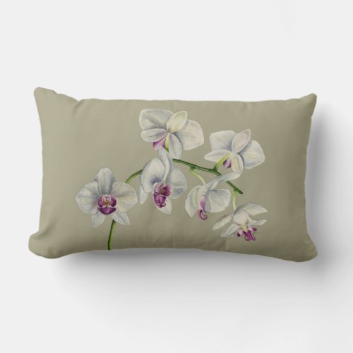Orchid Watercolor Painting Lumbar Pillow