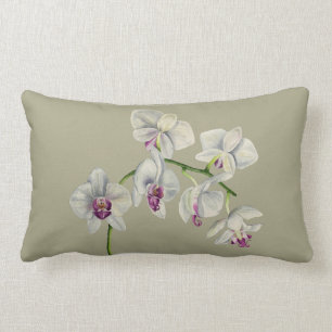 Orchid Watercolor Painting Lumbar Pillow