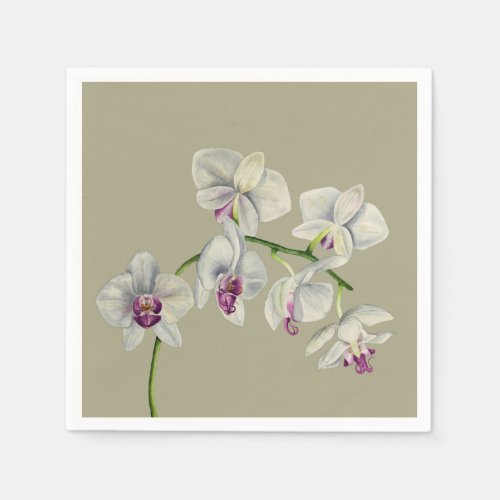 Orchid Watercolor Painting Napkins