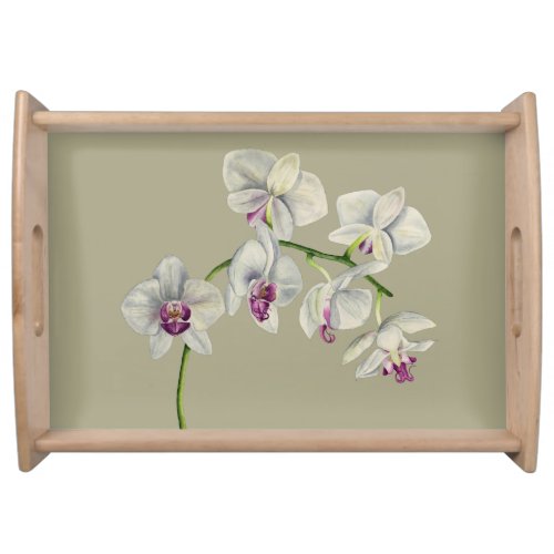 Orchid Watercolor Painting Serving Tray