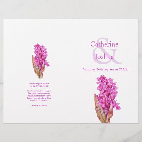 Orchid watercolor pink flat wedding program