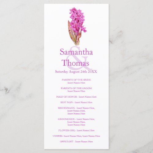 Orchid watercolor pink wedding program rack card