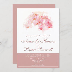 Orchid Watercolor Terracotta Flower Floral Wedding Invitation