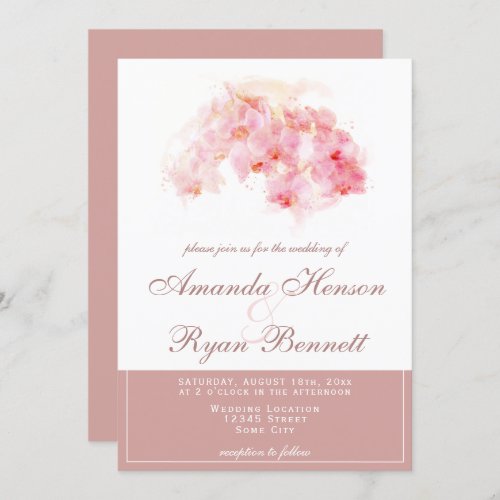Orchid Watercolor Terracotta Flower Floral Wedding Invitation