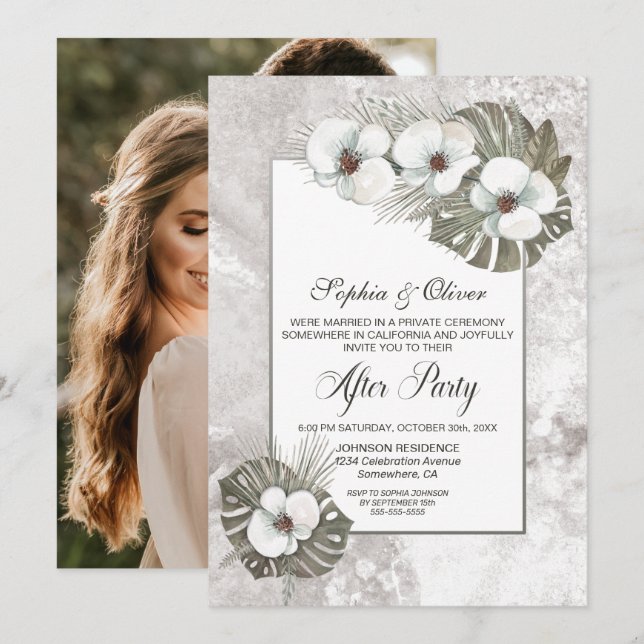Orchid Wedding After Party Photo Invitation (Front/Back)