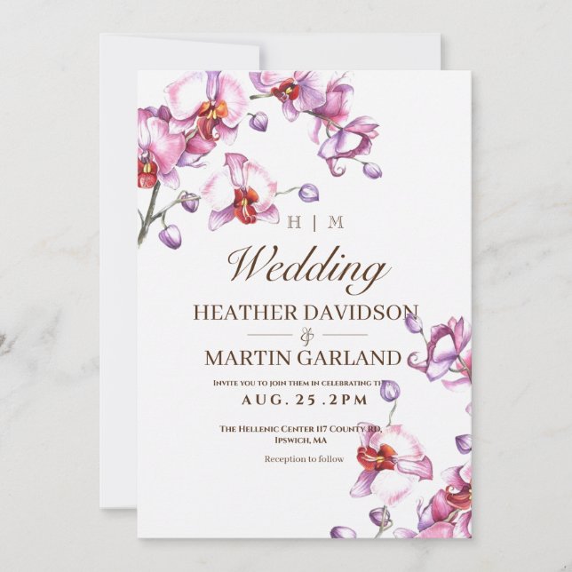 Orchid Wedding Invitation (Front)