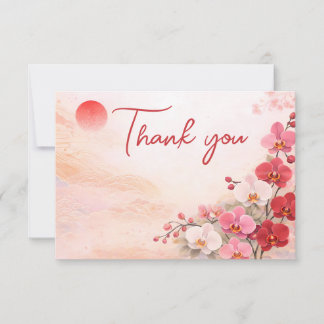 Orchid wedding Thank You Card – Pink Floral Design