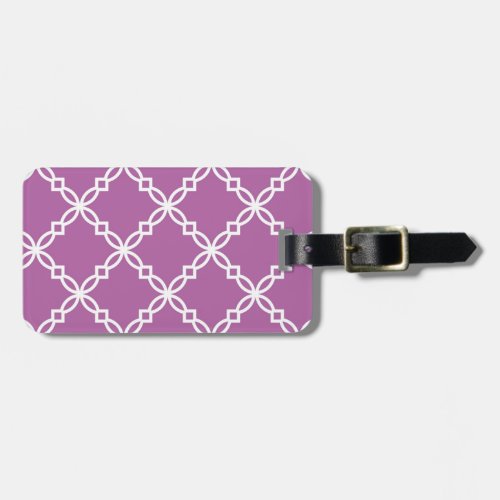 Orchid White Large Fancy Quatrefoil Pattern Luggage Tag