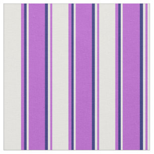Orchid, White & Midnight Blue Colored Lines Fabric