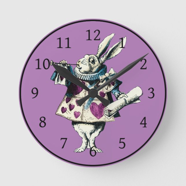 Orchid White Rabbit Decree Round Clock (Front)