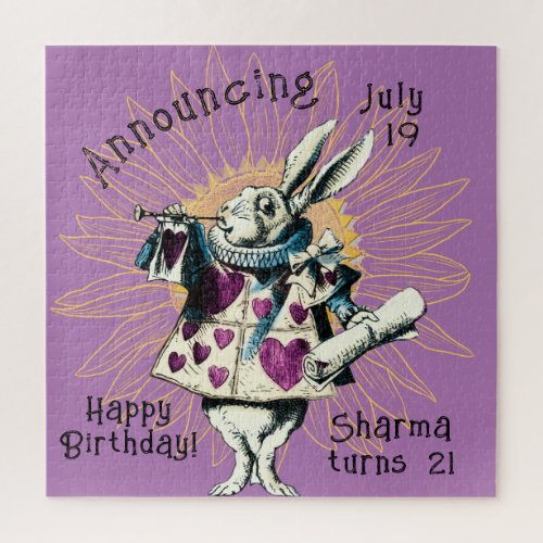 Orchid White Rabbit Happy Birthday Decree Jigsaw Puzzle