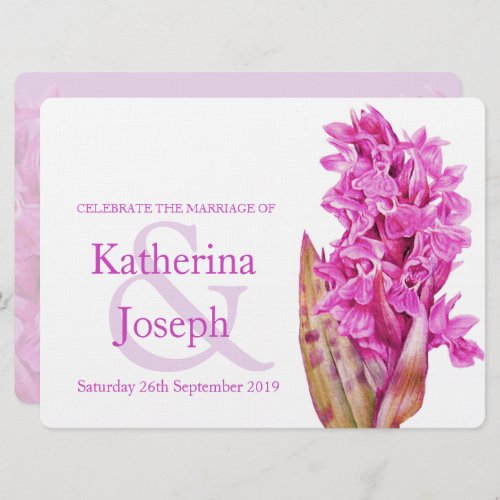 Orchid wildflower watercolor purple wedding invite