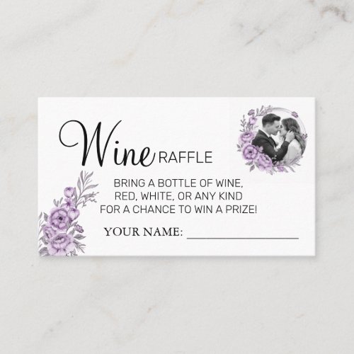 Orchid Wine raffle ticket Bridal Shower card