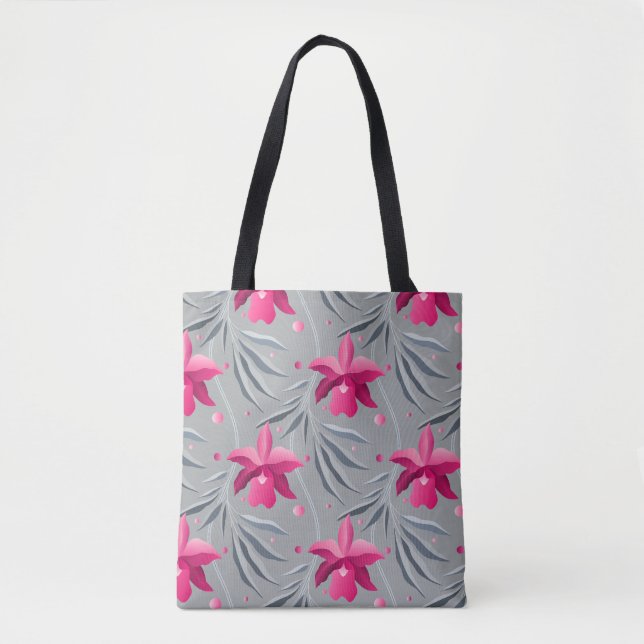 orchid with dancing leaves tote bag (Front)