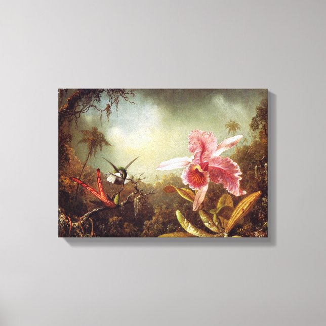 Orchid with Two Hummingbirds Canvas Print (Front)