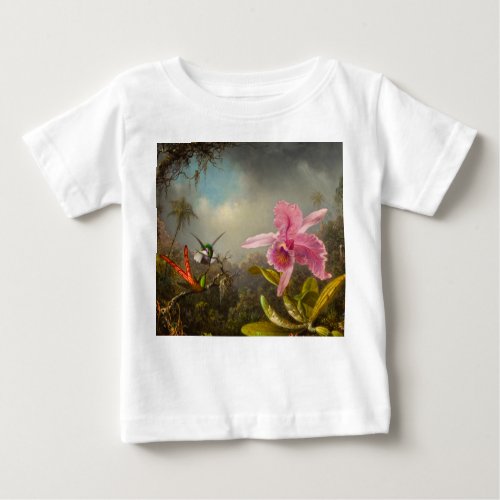 Orchid with Two Hummingbirds Heade Baby T_Shirt