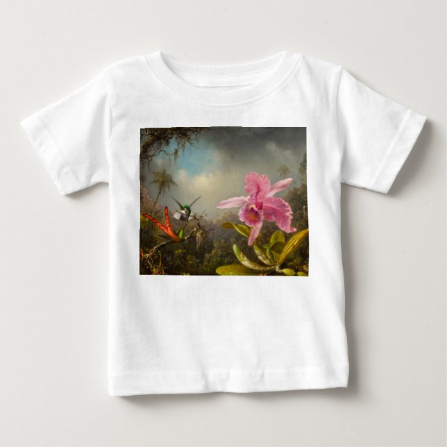 Orchid with Two Hummingbirds Heade Baby T-Shirt (Front)
