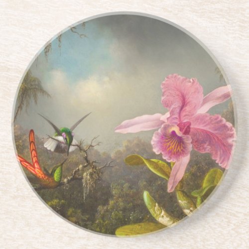 Orchid with Two Hummingbirds Heade Coaster