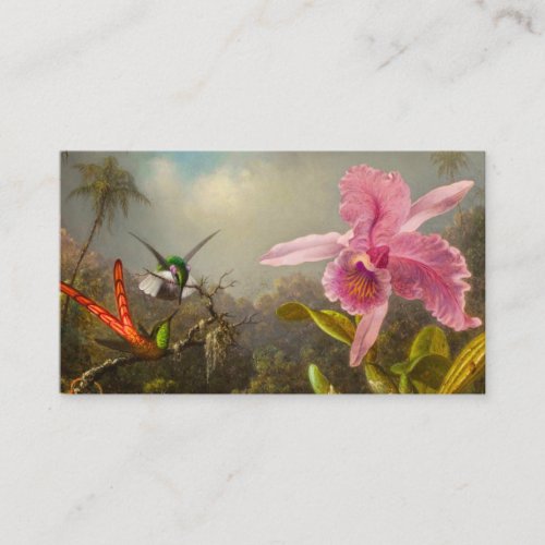 Orchid with Two Hummingbirds Heade Enclosure Card