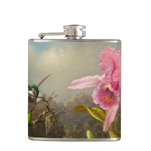 Orchid with Two Hummingbirds Heade Flask