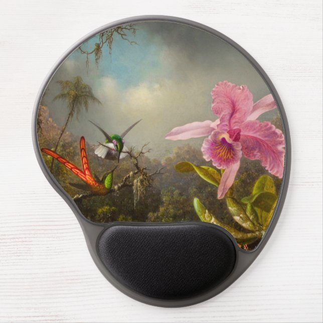 Orchid with Two Hummingbirds Heade Gel Mouse Pad (Front)