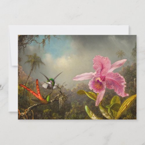 Orchid with Two Hummingbirds Heade Invitation