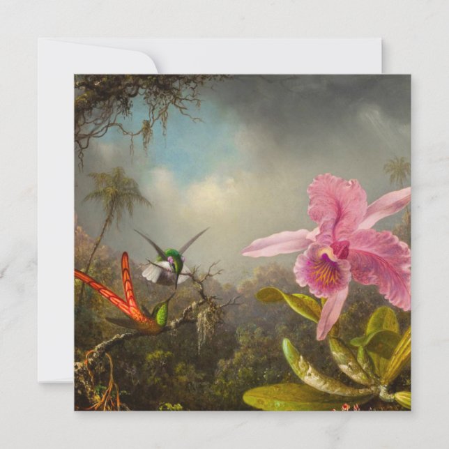 Orchid with Two Hummingbirds Heade Invitation (Front)