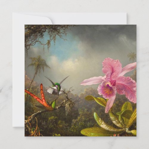 Orchid with Two Hummingbirds Heade Invitation
