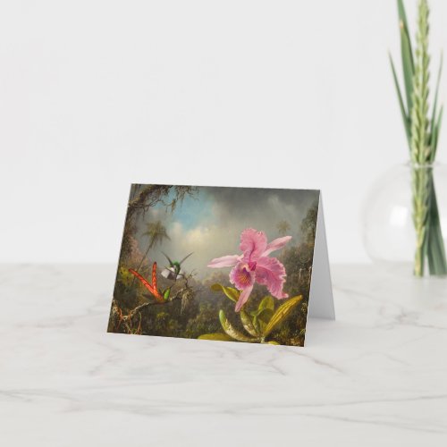 Orchid with Two Hummingbirds Heade Invitation