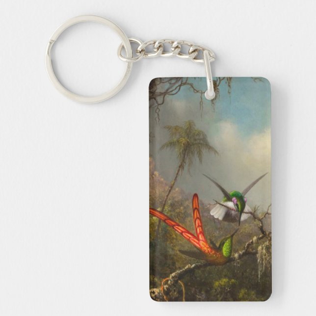 Orchid with Two Hummingbirds Heade Keychain (Front)