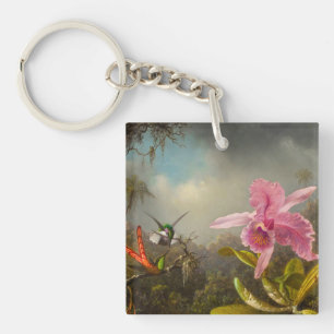 Orchid with Two Hummingbirds Heade Keychain