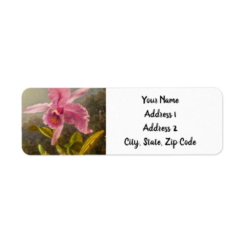 Orchid with Two Hummingbirds Heade Label