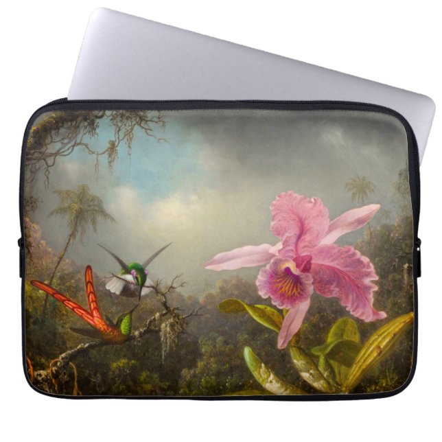 Orchid with Two Hummingbirds Heade Laptop Sleeve (Front)