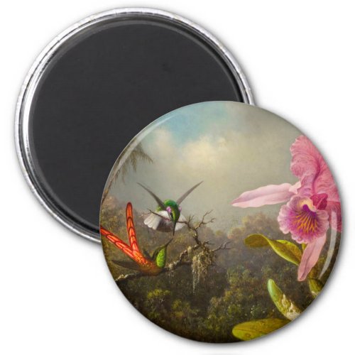 Orchid with Two Hummingbirds Heade Magnet