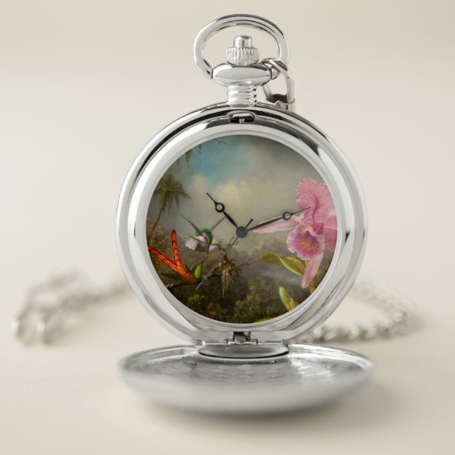 Orchid with Two Hummingbirds Heade Pocket Watch (Inside)