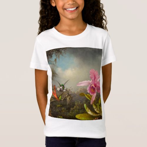 Orchid with Two Hummingbirds Heade T_Shirt