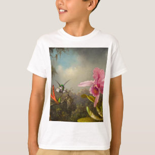 Orchid with Two Hummingbirds Heade T-Shirt