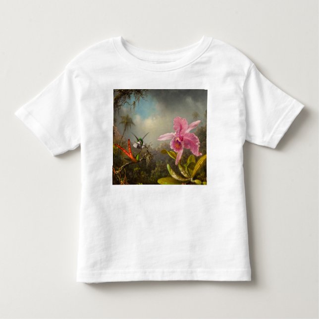 Orchid with Two Hummingbirds Heade Toddler T-shirt (Front)