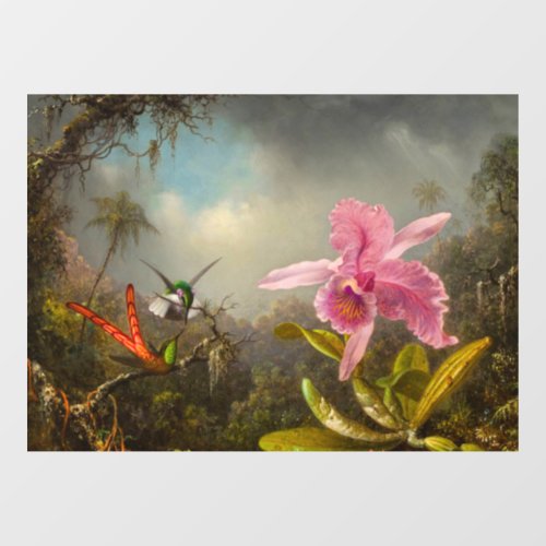 Orchid with Two Hummingbirds Heade Window Cling