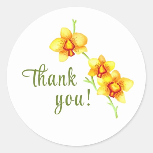Orchid Yellow Thank You Classic Round Sticker