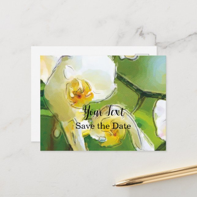 Orchidee white - watercolor design | postcard (Front/Back In Situ)