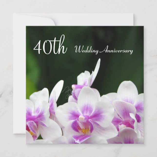 Orchids 40th Wedding Anniversary Invitation (Front)