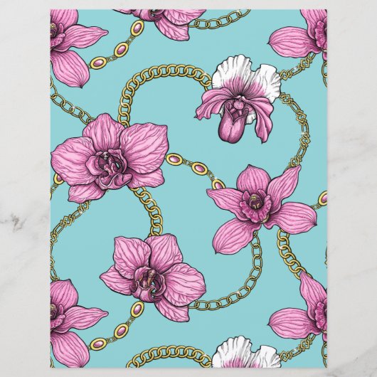 Orchids and chains, pink and blue (Front)