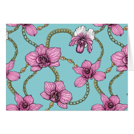 Orchids and chains, pink and blue cards (Front Horizontal)