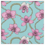 Orchids and chains, pink and blue fabric