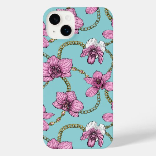 Orchids and chains pink and blue iPhone 14 plus case