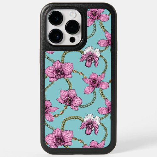 Orchids and chains pink and blue OtterBox iPhone 14 pro max case