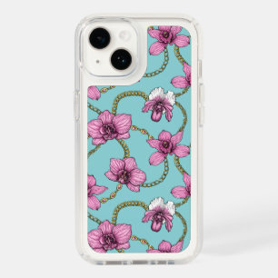 Orchids and chains, pink and blue speck iPhone 14 case
